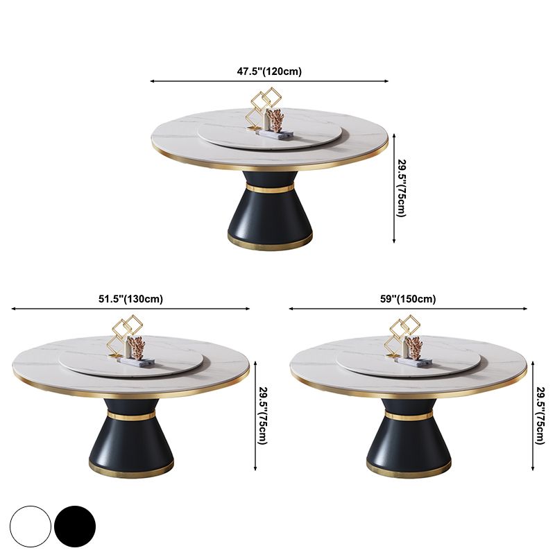 Contemporary Sintered Stone Dining Table Round Table with Metallic Base Clearhalo ' dining_table' 'Dining Tables & Seating' 'Dining Tables' 'furn' 'furn_dining_table' 'Furniture' 'furniture_dining_table' 'Kitchen & Dining Furniture' 'kitchen&dining_furn' 'kitchen' 'kitchen_dining_table' 1200x1200_ddc50830-b14d-4623-b8af-beb80d642b17