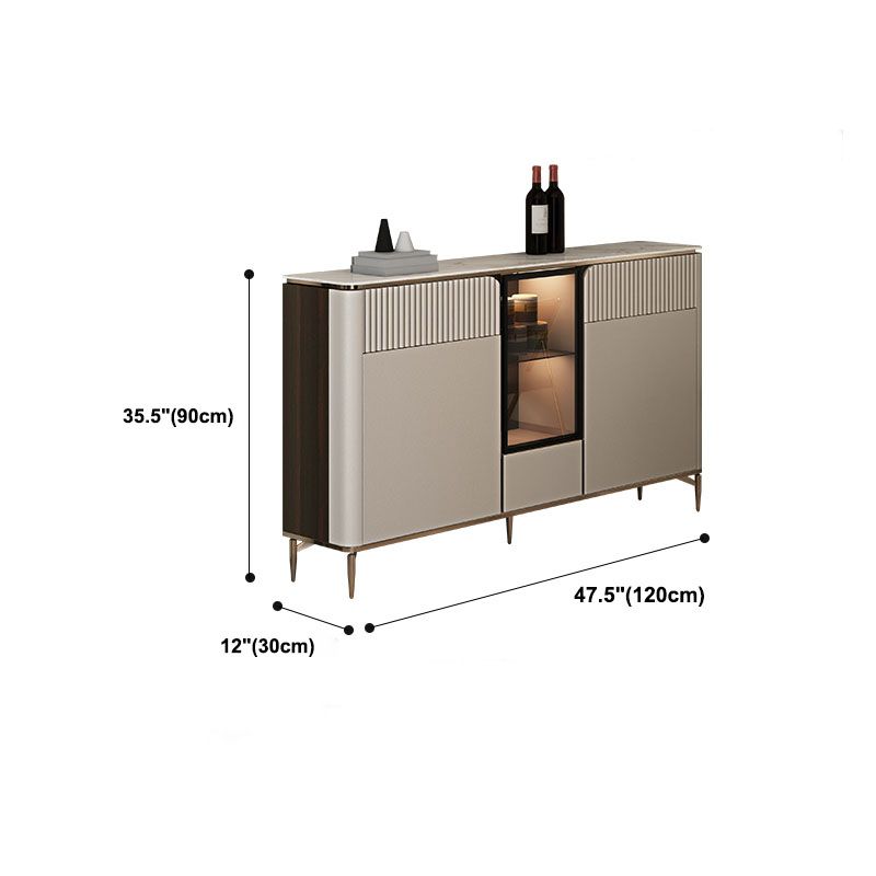 Glam Style Buffet Sideboard White Sintered Stone Top Server with Door and Drawer Clearhalo 'buffet_sideboard' 'Buffets & Sideboards' 'furn' 'furn_buffet_sideboard' 'Furniture' 'Kitchen & Dining Furniture' 1200x1200_ddc5118b-8796-4ac9-a931-bfea0bb63f2e
