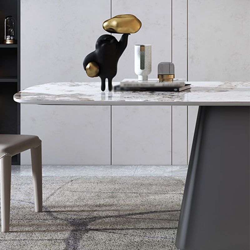 Rectangle Stone Dining Table Contemporary Dining Table with Pedestal Base Clearhalo 'Dining Tables & Seating' 'Dining Tables' 'dining_table' 'furn' 'furn_dining_table' 'Furniture' 'furniture_dining_table' 'Kitchen & Dining Furniture' 'kitchen' 'kitchen_dining_table' 1200x1200_ddc84a75-26ec-40da-999b-0a3fad73990e