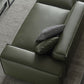 Glam Settee Genuine Leather Living Room Square Arm Cushions Green Standard Sofa