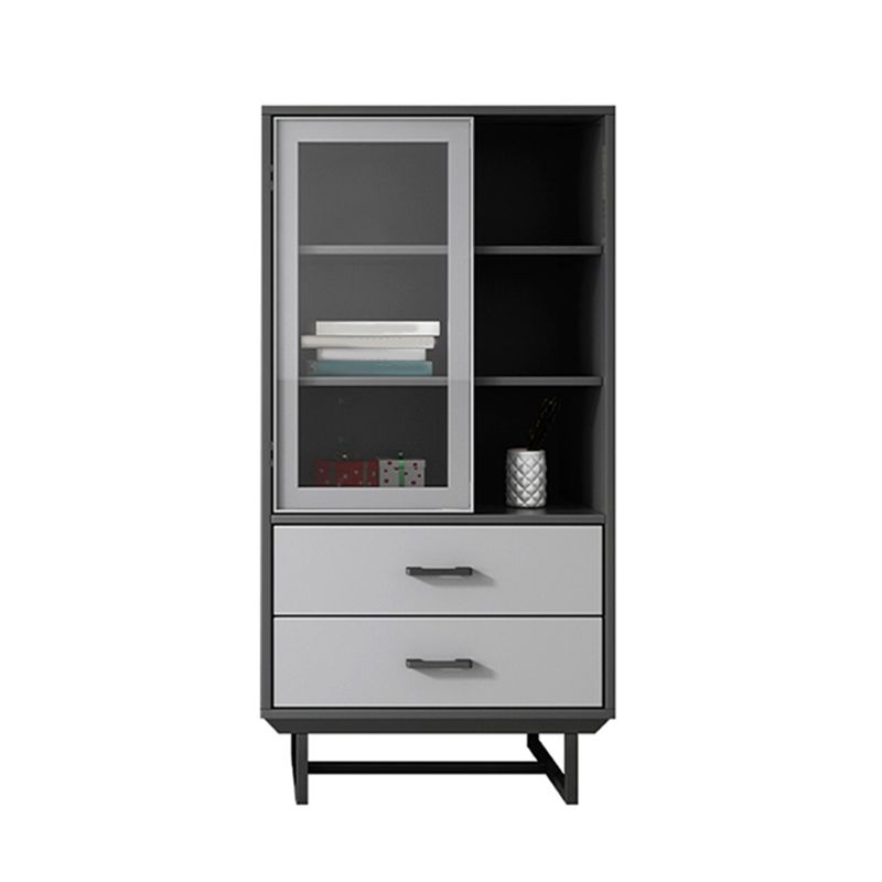 Faux Wood Modern Display Cabinet Glass Doors Storage Cabinet with Drawers for Bedroom Clearhalo 'Display & China Cabinets' 'display_china_cabinets' 'furn' 'furn_display_china_cabinets' 'Furniture' 'Kitchen & Dining Furniture' 1200x1200_ddcb41ba-47c6-4fab-889c-c4fee6a9a5d2