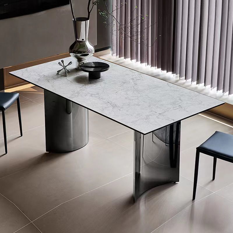 Industrial Dinner Table Stone Rectangle Dining Site Table for Home Clearhalo 'Dining Tables & Seating' 'Dining Tables' 'dining_table' 'furn' 'furn_dining_table' 'Furniture' 'Kitchen & Dining Furniture' 1200x1200_ddcbc775-98e1-4f36-b0cf-5e7cfe110318