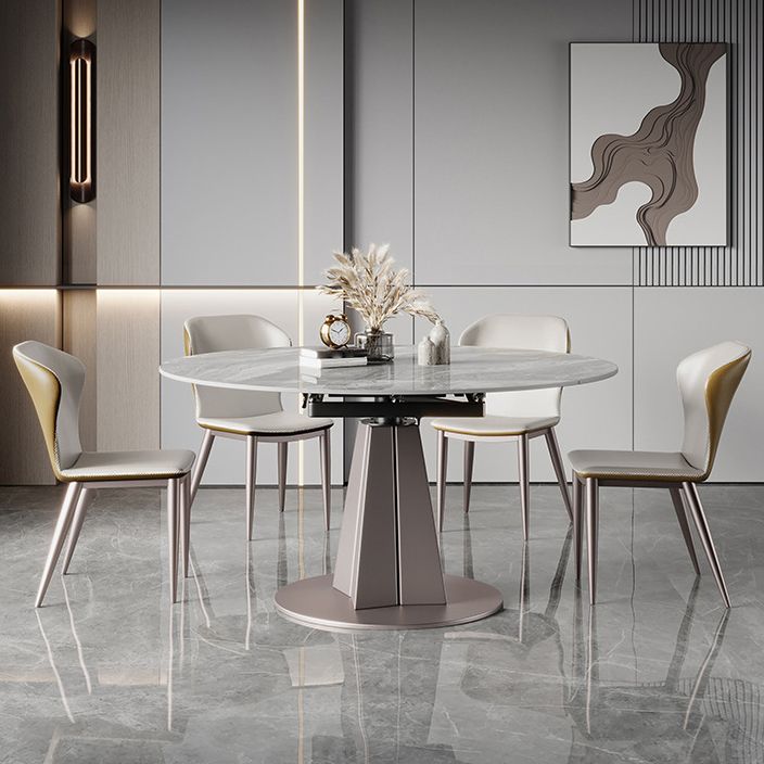 Stone Top Dining Table Round Dining Table with Pedestal Base