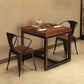 Mesa de comedor superior de madera maciza Mesa cuadrada industrial con base de caballete de hierro negro