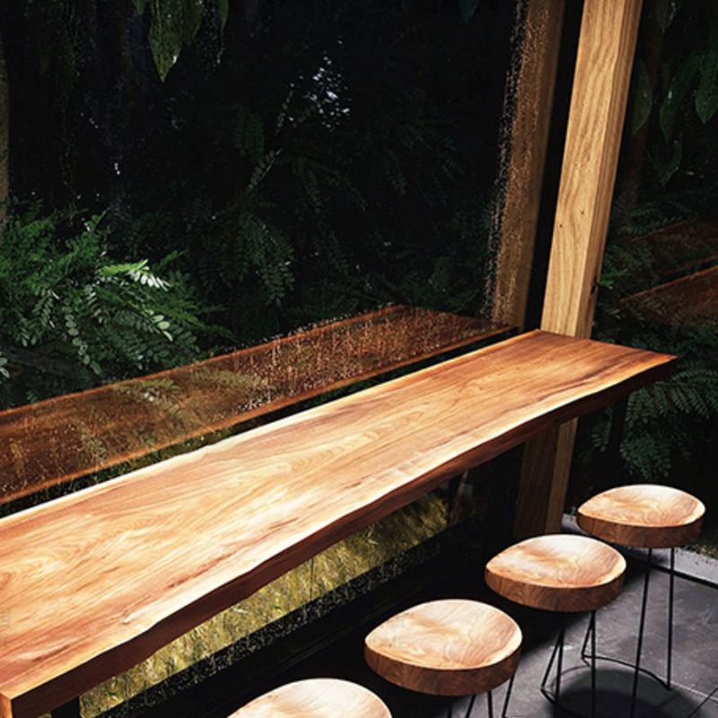Industrial Trestle Base Dining Table Solid Wood Bar Table for Bistro Clearhalo 'Bar Furniture' 'Bar Tables' 'bar_tables' 'furn' 'furn_bar_tables' 'Furniture' 'Kitchen & Dining Furniture' 1200x1200_ddcebce7-6418-4bf6-8501-a5eb35c6585b