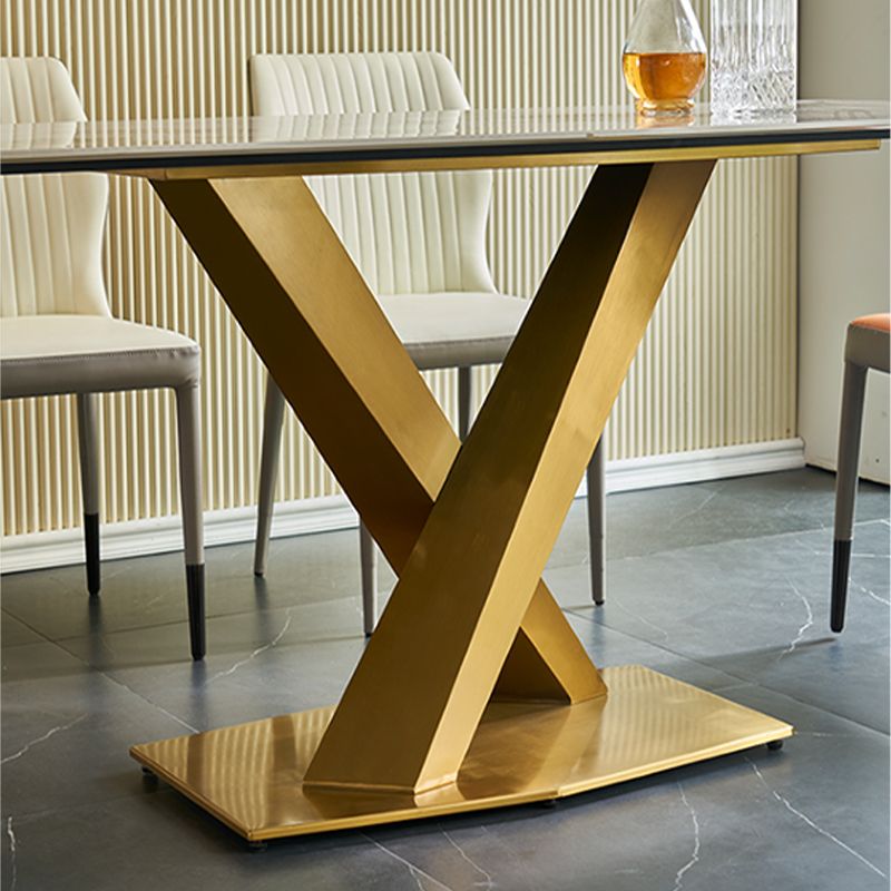 Rectangle Sintered Stone Kitchen Table Luxury Home Dining Table