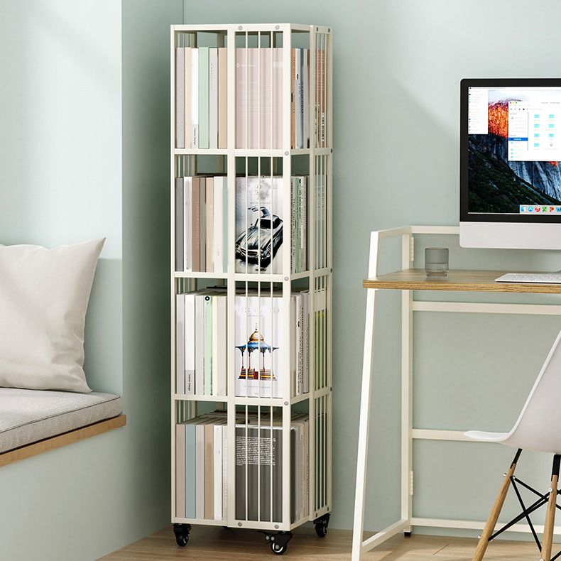 Steel Beige Shelf Bookcase 13.8" Wide Contemporary Bookshelf for Home Office Clearhalo 'Bookcases' 'furn' 'furn_bookcases' 'Furniture' 'Office Furniture' 1200x1200_ddd0302b-4edf-434c-9a1a-71bc49ced800