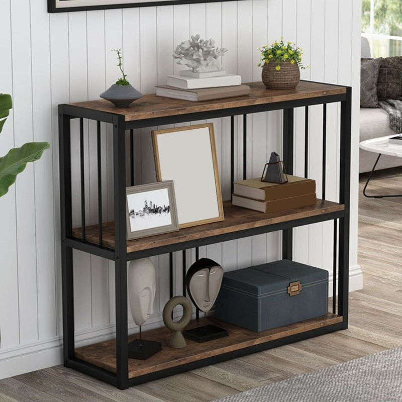 Console del pavimento del pavimento del rettangolo moderno con console in legno massiccio di metà secolo