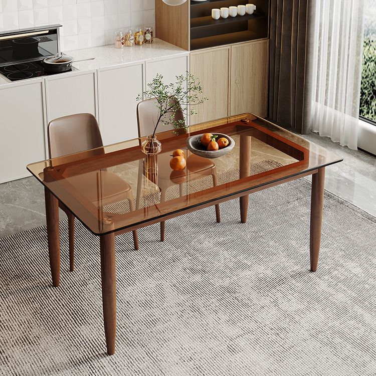 Modern Glass Dining Table Solid Wood Dining Table for Dining Room Clearhalo 'Dining Tables & Seating' 'Dining Tables' 'dining_table' 'furn' 'furn_dining_table' 'Furniture' 'furniture_dining_table' 'Kitchen & Dining Furniture' 'kitchen' 'kitchen_dining_table' 1200x1200_ddd6cbd1-3494-4c79-8bcf-accad6c291ef