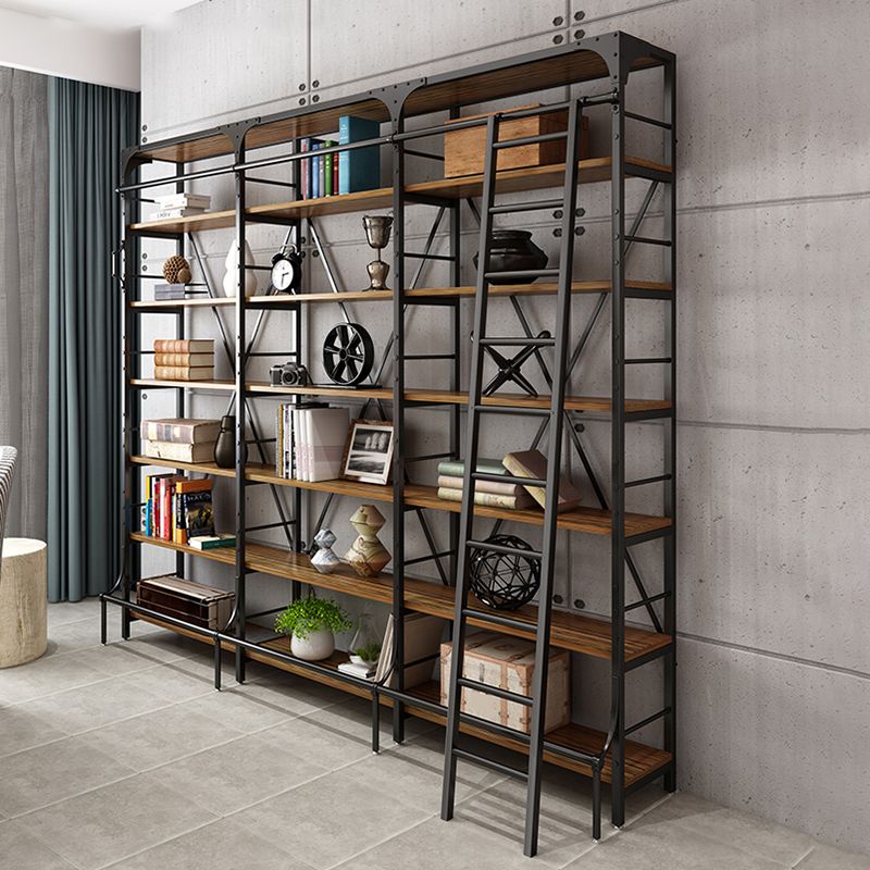 Modern Style Open Back Bookshelf Standard Metal Bookcase in Black Clearhalo 'Bookcases' 'furn' 'furn_bookcases' 'Furniture' 'Office Furniture' 1200x1200_ddd83f36-9da5-4f76-8583-d440811b7104