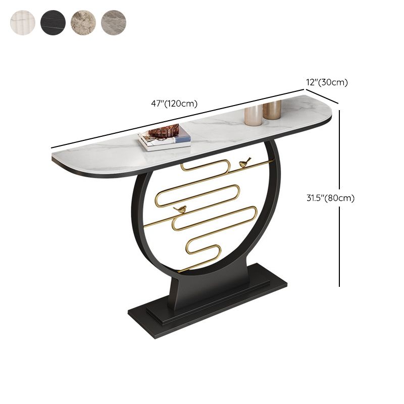 Contemporary Half Moon Console Accent Table Antique Finish Console Table