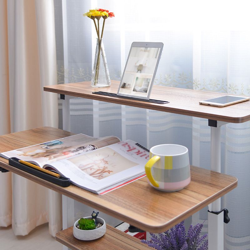 Table with Caster Wheel Adjustable Height Front and Rear Table Board Size Clearhalo 'furn' 'furn_office_desk' 'Furniture' 'Office Desks' 'Office Furniture' 'office_desk' 1200x1200_ddd8c817-0c2e-439c-95bd-d854ff7cf18c