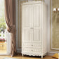 White Rubberwood Wardrobe Armoire Modern Wardrobe Closet with Legs