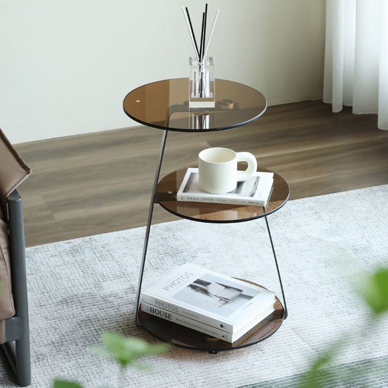 Modern Corner Table Round 3-Tier Side End Table with Storage