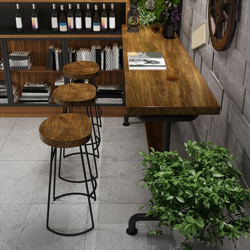 Industrial Style Bar Table Bistro Pub Table with Metal Black Base Clearhalo 'Bar Furniture' 'Bar Tables' 'bar_tables' 'furn' 'furn_bar_tables' 'Furniture' 'Kitchen & Dining Furniture' 1200x1200_ddddceb8-31f3-4dd8-89a4-87e26d383900