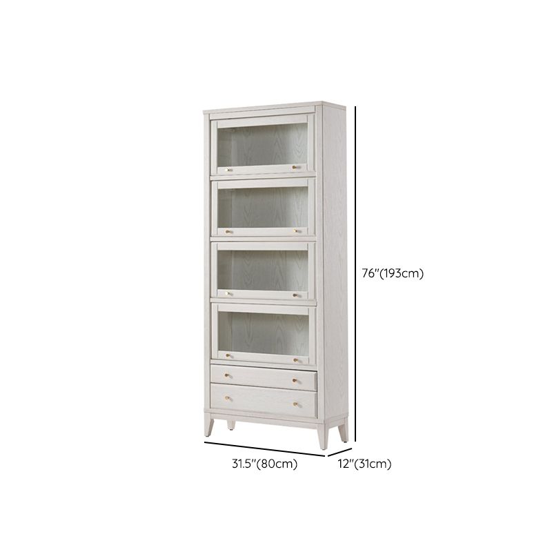 White Standard Bookshelf Modern Wooden Bookcase with Cabinets