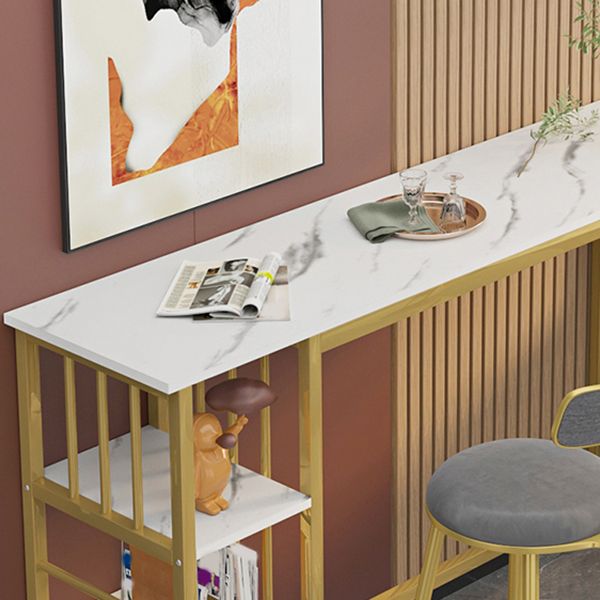 Modern Style Bistro Bar Table Rectangle Gold Frame Bar Table Clearhalo 'Bar Furniture' 'Bar Tables' 'bar_tables' 'furn' 'furn_bar_tables' 'Furniture' 'Kitchen & Dining Furniture' 1200x1200_ddde943a-eb45-428e-bc8c-27251b85c488