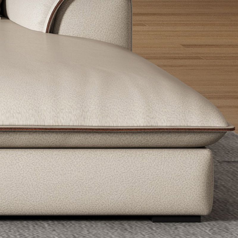 Canapé-canapé sectionnel beige en cuir en cuir beige pour le salon