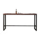 Mesa de bar industrial para vino, mesa de bistró con tapa de madera maciza y base negra