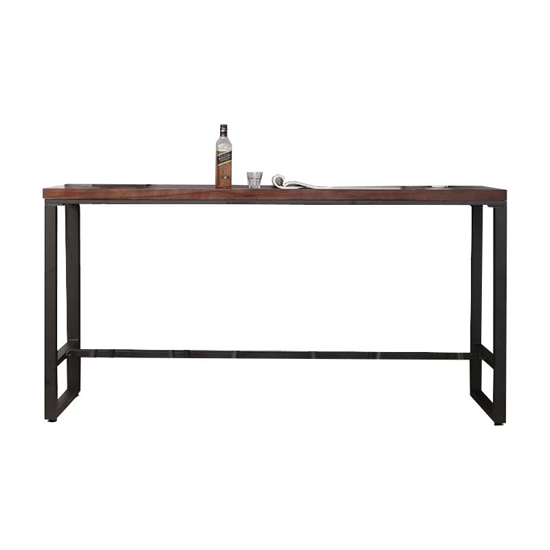 Mesa de bar industrial para vino, mesa de bistró con tapa de madera maciza y base negra