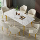 Glam Sintered Stone Kitchen Dining Table White Kitchen Dining Table with 4 Legs Base Clearhalo ' dining_table' 'Dining Tables & Seating' 'Dining Tables' 'furn' 'furn_dining_table' 'Furniture' 'furniture_dining_table' 'Kitchen & Dining Furniture' 'kitchen&dining_furn' 'kitchen' 'kitchen_dining_table' 1200x1200_dde52477-f77c-4729-b685-5f67173a60cb