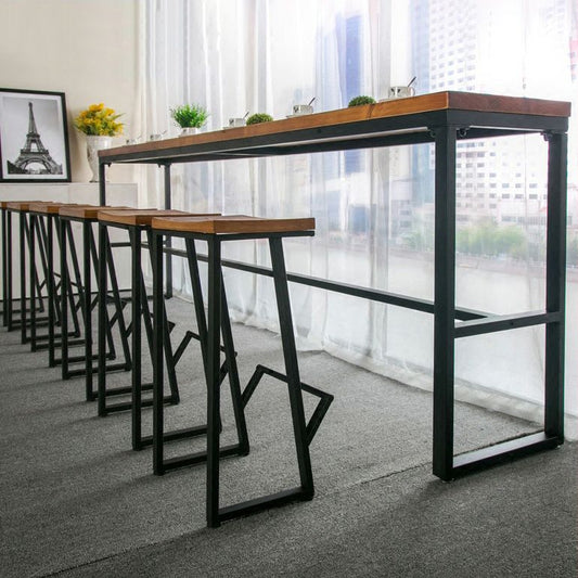 Tavolo da bar in legno di pino rettangolo industriale tavolo da pranzo con cavalletto per caffè