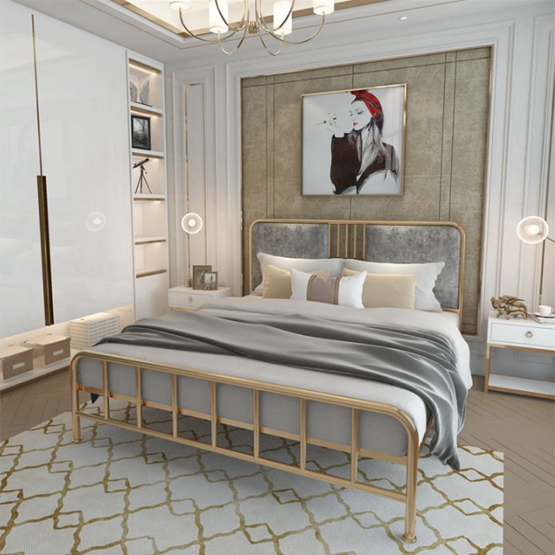 Gestoffeerd metalen open-frame bed 43,3-in High Golden Bed frame