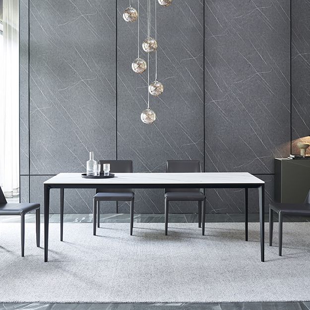 Simple Sintered Stone Top White Dining Table Rectangle Shape Dining Table for Kitchen Clearhalo ' dining_table' 'Dining Tables & Seating' 'Dining Tables' 'Furniture' 'furniture_dining_table' 'Kitchen & Dining Furniture' 'kitchen&dining_furn' 'kitchen' 'kitchen_dining_table' 1200x1200_ddea3eb8-035a-4a5d-a300-c01506b6ba87