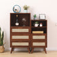 Wicker Rattan Accent Cabinet Bar Pulls Handle Design Storage Cabinet Clearhalo 'Cabinets & Chests' 'cabinets_chests' 'furn' 'furn_cabinets_chests' 'Furniture' 'Living Room Furniture' 1200x1200_ddecb598-f42f-41b4-9669-4f4828128e7c
