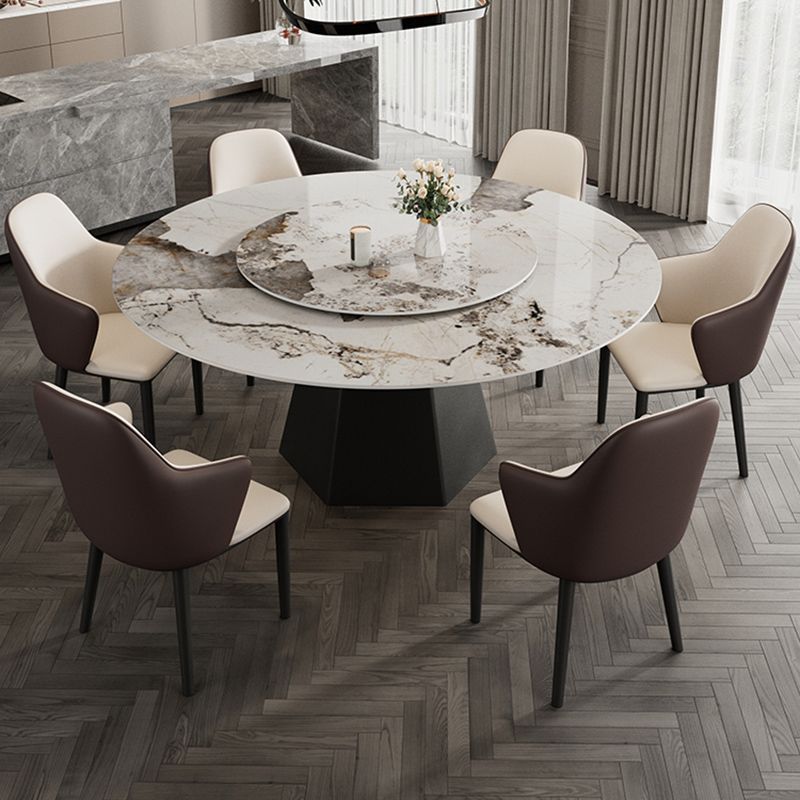 Round Dining Table Set 1/5/7 Pieces with Metal Base Kitchen Furniture Set