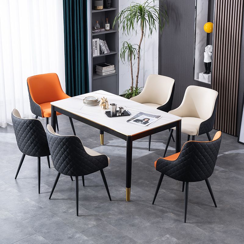 Contemporary Metal Dining Room Chairs Faux Leather Dining Chairs for Home Use Clearhalo ' kitchen&dining_furn' 'Dining Chairs' 'Dining Tables & Seating' 'dining_chair' 'furn' 'furn_dining_chair' 'Furniture' 'furniture_dining_chair' 'Kitchen & Dining Furniture' 'kitchen' 1200x1200_dded786e-721c-478a-acc5-69ae33664252