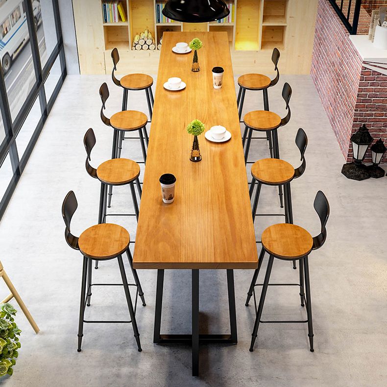 Industrial 1/9 Pieces Bar Table Set Rectangle Pine Wood Counter Table with High Stools Clearhalo 'Bar Furniture' 'furn' 'furn_home_bar_bar_sets' 'Furniture' 'Home Bars & Bar Sets' 'home_bar_bar_sets' 'Kitchen & Dining Furniture' 1200x1200_ddede422-0005-4cae-a4e8-01472dd05439