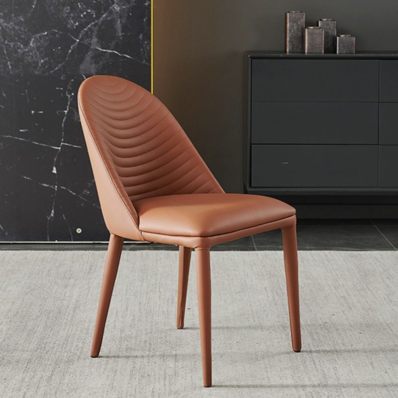 Modern Style Faux Leather Dining Chairs Metal Armless Dining Chair for Home Use Clearhalo 'Dining Chairs' 'Dining Tables & Seating' 'dining_chair' 'furn' 'furn_dining_chair' 'Furniture' 'Kitchen & Dining Furniture' 1200x1200_ddf11b2f-a873-443b-a4e9-17d393f46a07