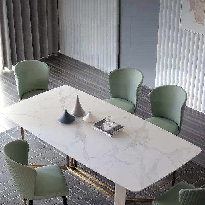 Traditional Luxury Dining Table White Rectangle Sintered Stone Dining Table for Home Use Clearhalo ' dining_table' 'Dining Tables & Seating' 'Dining Tables' 'furn' 'furn_dining_table' 'Furniture' 'furniture_dining_table' 'Kitchen & Dining Furniture' 'kitchen&dining_furn' 'kitchen' 'kitchen_dining_table' 1200x1200_ddf14a1e-ce0f-4a15-807c-ab4677307e3f