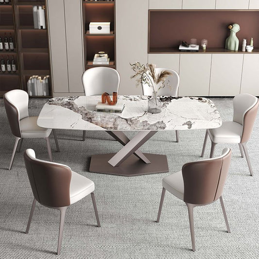 Luxury 1/4/5/6/7 Pieces Dining Set Sintered Stone Dining Table Set with Leather Chairs Clearhalo 'Dining Room Sets' 'Dining Tables & Seating' 'dining_room_set' 'furn' 'furn_dining_room_set' 'Furniture' 'furniture_dining_room_set' 'Kitchen & Dining Furniture' 'kitchen&dining_furn' 'kitchen' 1200x1200_ddf25ac8-86c2-4588-836e-28ab08edddf8