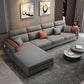 Pillow Arms Sectional Contemporary Stain-Resistant Faux Leather 4-Seater Sofa