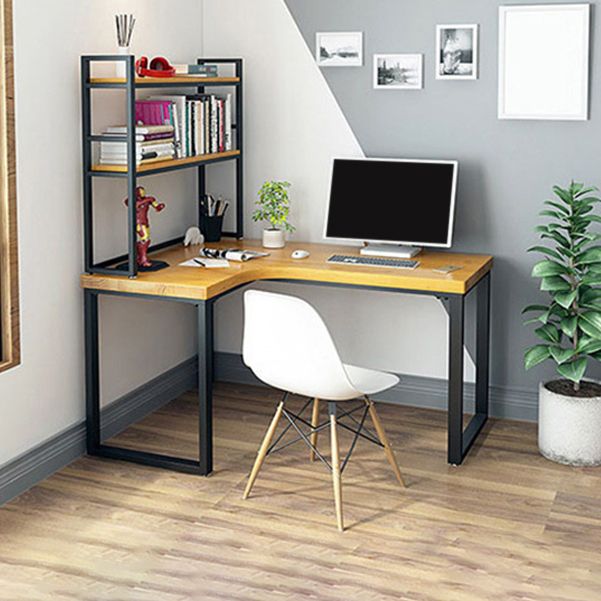 L-Shaped Office Desk Solid Wood Study Room and Office Writing Desk with Shelf Clearhalo 'furn' 'furn_office_desk' 'Furniture' 'Office Desks' 'Office Furniture' 'office_desk' 1200x1200_ddf46d2d-b7cb-4dc8-a108-d3334910efd7