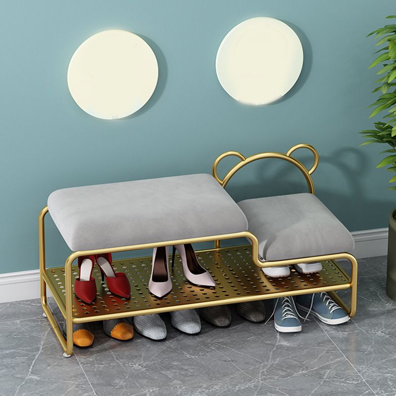 12.48-inch W Metal Entryway Bench Cushioned Seating Bench with Shoe Storage Clearhalo 'Benches' 'Chairs & Seating' 'furn' 'furn_benches' 'Furniture' 'Living Room Furniture' 1200x1200_ddf51701-f404-444d-91d3-35c1632b61a5
