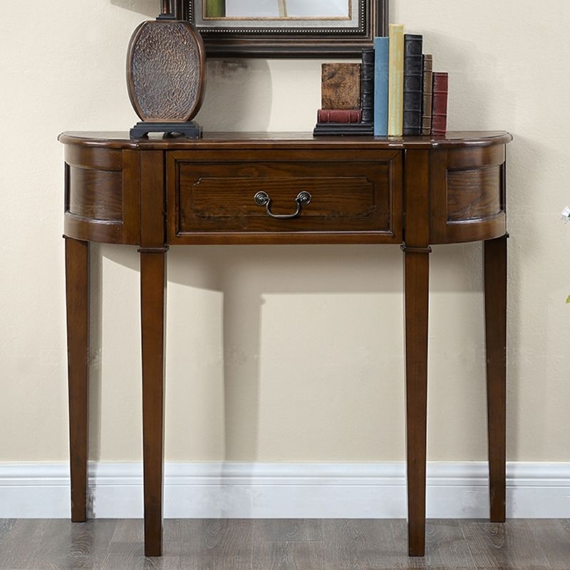14 inch Wide Console Table Mid-Century Modern Wood Accent Table for Hall