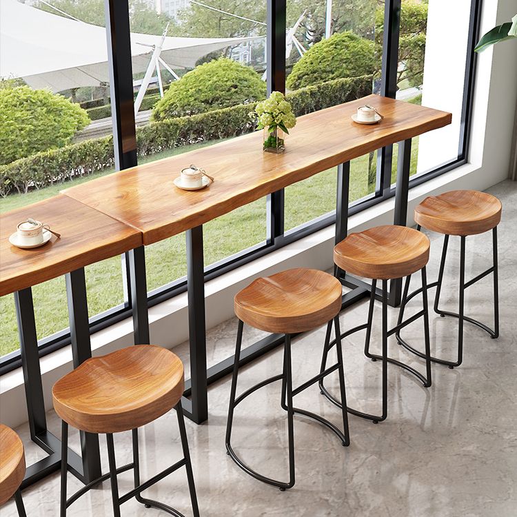 Modern Armless Counter Stool Iron Cafe Bar Stool with Wooden Seat and Pedal Clearhalo 'Bar Furniture' 'Bar Stools' 'bar_stools' 'furn' 'furn_bar_stools' 'Furniture' 'furniture_bar_stools' 'Kitchen & Dining Furniture' 1200x1200_ddf869e6-294f-4e81-bdb5-5c721e7f0e85