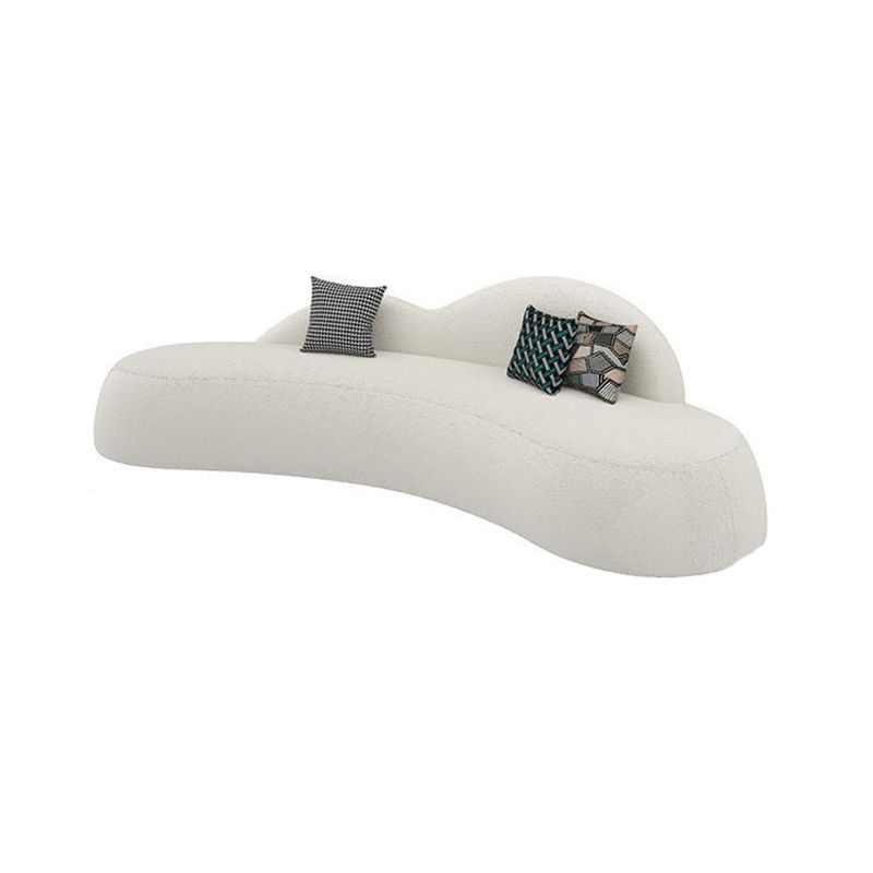 Contemporary Camel Back Armless Settee Fabric Curved Sofa in White