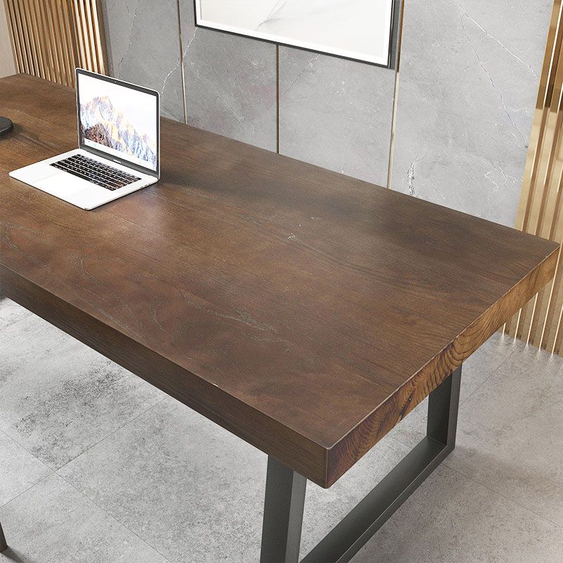 Bureau d'écriture rectangulaire industriel bureau de bureau en bois massif avec jambes noires