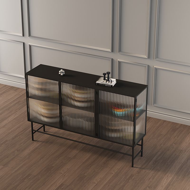 Mobile moderno in acciaio in acciaio da 13,5 "w mobile di stoccaggio nero standard per sala da pranzo