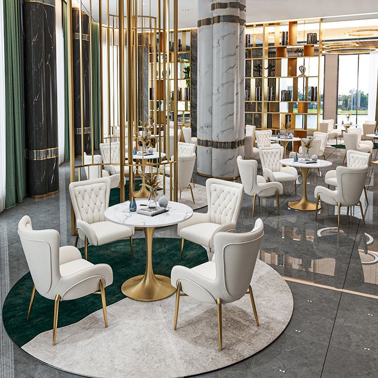 Round Shape Tulip Base Glam Dining Table White Fixed Table of Sintered Stone Clearhalo ' dining_table' 'Dining Tables & Seating' 'Dining Tables' 'furn' 'furn_dining_table' 'Furniture' 'furniture_dining_table' 'Kitchen & Dining Furniture' 'kitchen&dining_furn' 'kitchen' 'kitchen_dining_table' 1200x1200_ddfed32f-f7eb-4619-9da4-016a0e6a8838