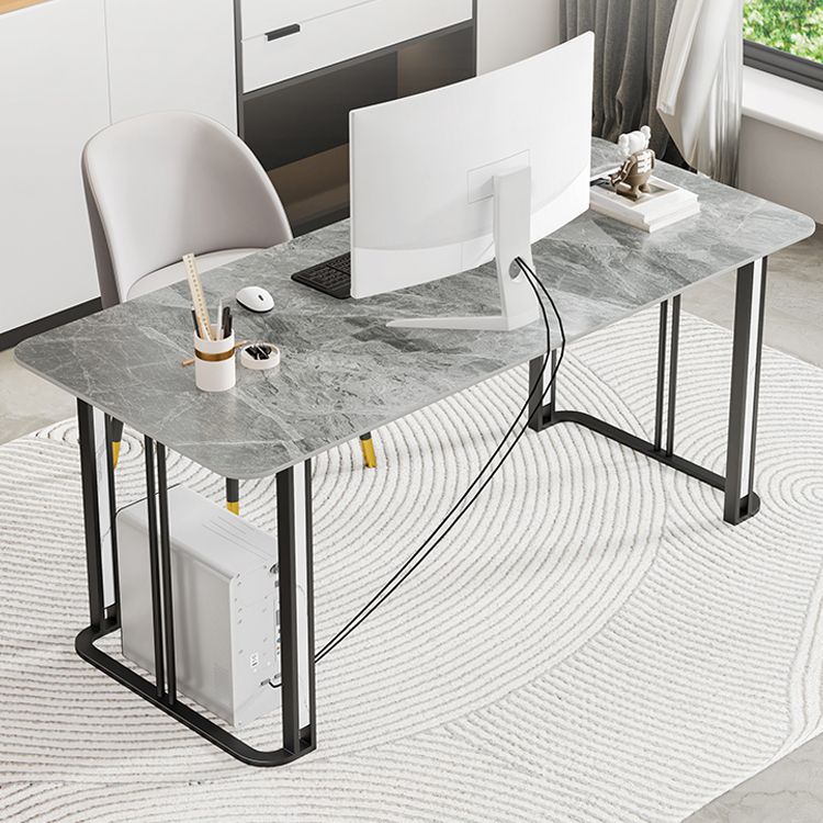 Contemporary Rectangular Office Desk Antique Finish Writing Desk with Metal Legs Clearhalo 'furn' 'furn_office_desk' 'Furniture' 'Office Desks' 'Office Furniture' 'office_desk' 1200x1200_ddff28b7-0327-4327-bf16-93db689a6073