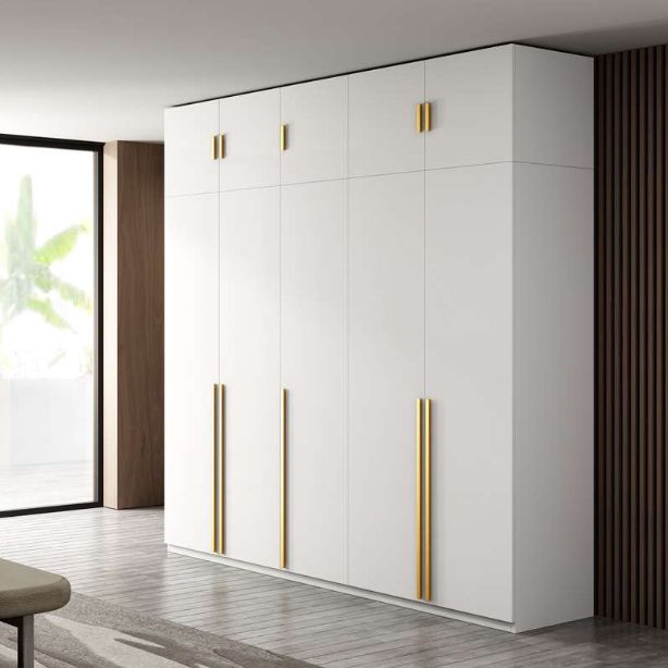 Witte kleur houten garderobe zachte close deur garderobe kast met kledingstaaf