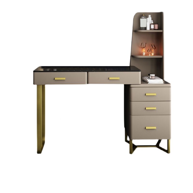 Descrito de maquillaje de tocador de pizarra de 5 cavernas con estantes de almacenamiento - 51.2 "H