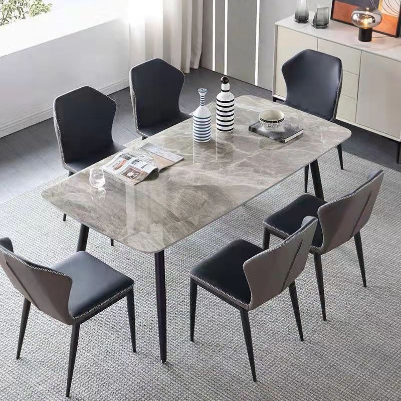 Modern 1/2/5/7 Pieces Dining Table Set with Sintered Stone Top Gery Rectangle Dinette Set Clearhalo 'Dining Room Sets' 'Dining Tables & Seating' 'dining_room_set' 'furn' 'furn_dining_room_set' 'Furniture' 'furniture_dining_room_set' 'Kitchen & Dining Furniture' 'kitchen&dining_furn' 'kitchen' 1200x1200_de04c7a6-32a7-47be-8e51-4220e2773cda