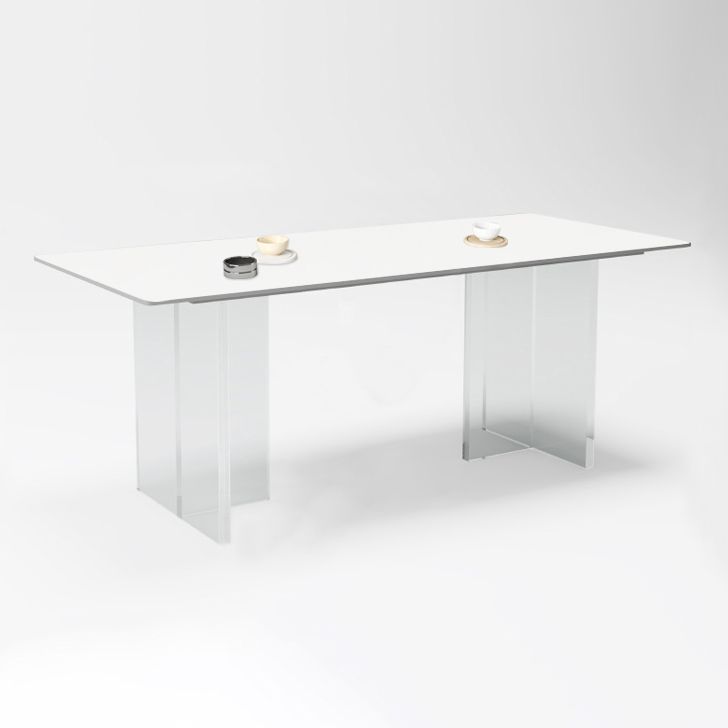 Minimalist Rectangle Shape White Dining Set Sintered Stone Kitchen Dining Set with Double Pedestal Clearhalo 'Dining Room Sets' 'Dining Tables & Seating' 'dining_room_set' 'furn' 'furn_dining_room_set' 'Furniture' 'furniture_dining_room_set' 'Kitchen & Dining Furniture' 'kitchen&dining_furn' 'kitchen' 1200x1200_de05e9a3-264e-4abf-8235-a79a085e9418