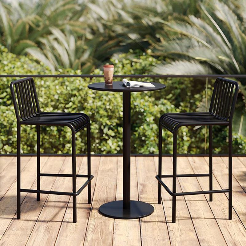 Contemporary Metal Round Bar Table Outdoor Pedestal Bar Dining Table Clearhalo 'Bar Furniture' 'Bar Tables' 'bar_tables' 'furn' 'furn_bar_tables' 'Furniture' 'Kitchen & Dining Furniture' 1200x1200_de069b43-92e7-42a0-8f8a-37b7b7c36c02